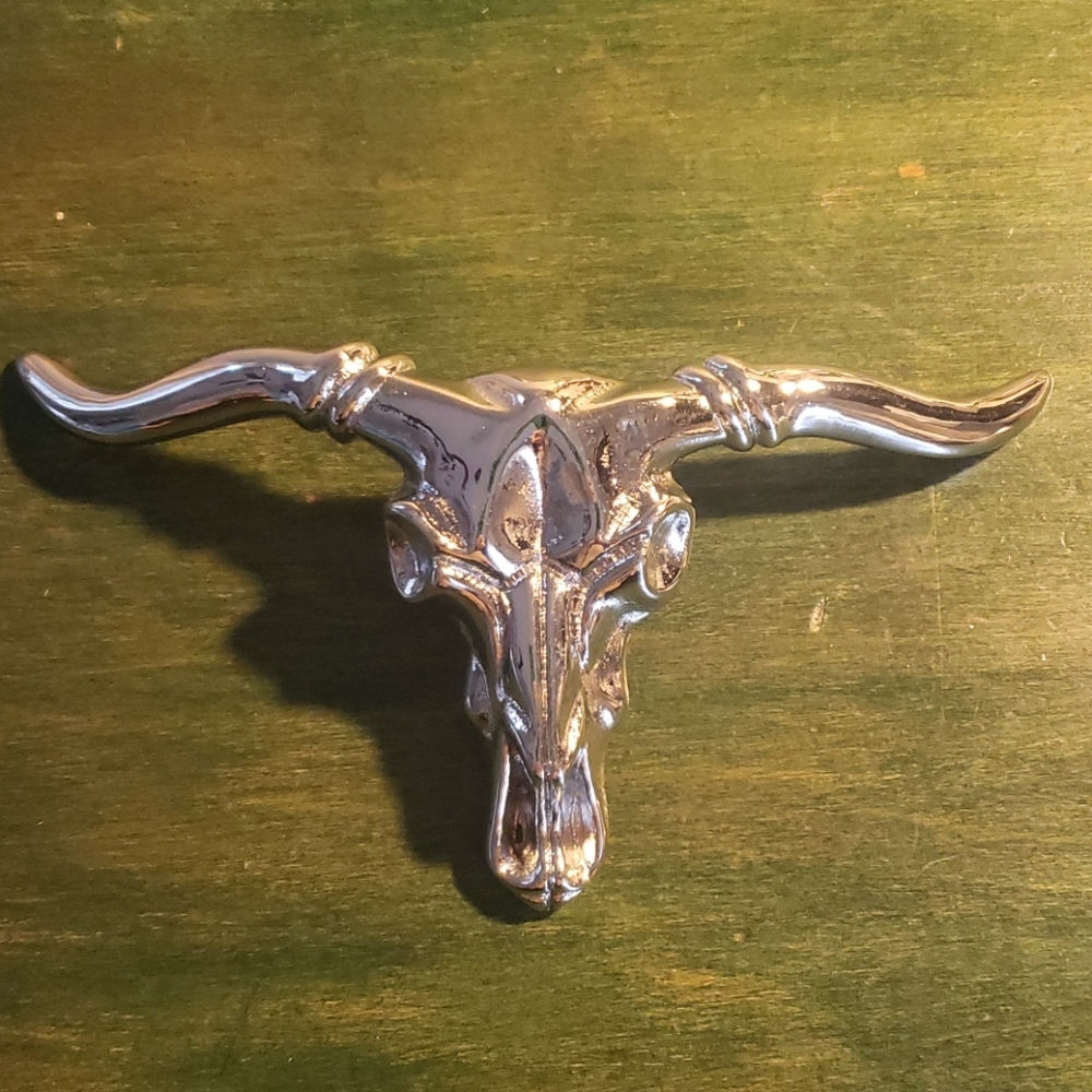 Long Horned Bull Skull Belt Buckle
